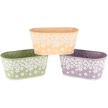 Dekoratief | Bakje ovaal m/bloemen, groen/geel/lila, metaal, 14x14x13cm, set van 3 stuks | A250094 Dekoratief | Bakje ovaal m/bloemen, groen/geel/lila, metaal, 14x14x13cm, set van 3 stuks | A250094