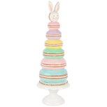 Dekoratief | Kegel vorm m/macarons/bunny, roze/geel/blauw, resina, 11x11x34cm | A250120 Dekoratief | Kegel vorm m/macarons/bunny, roze/geel/blauw, resina, 11x11x34cm | A250120