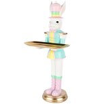 Dekoratief | Bunny soldaat m/dienblad, blauw/geel/roze, resina, 23x18x46cm | A250126 Dekoratief | Bunny soldaat m/dienblad, blauw/geel/roze, resina, 23x18x46cm | A250126
