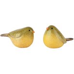 Dekoratief | Vogeltje zittend, geel/groen, keramiek, 11x6x7cm, set van 2 stuks | A250171 Dekoratief | Vogeltje zittend, geel/groen, keramiek, 11x6x7cm, set van 2 stuks | A250171