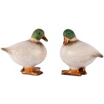 Dekoratief | Eendje naturel/groen, keramiek, 15x11x14cm, set van 2 stuks | A250182 Dekoratief | Eendje naturel/groen, keramiek, 15x11x14cm, set van 2 stuks | A250182
