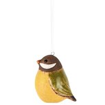 Dekoratief | Hanger vogeltje, geel/zwart, keramiek, 5x4x6cm, set van 2 stuks | A250187 Dekoratief | Hanger vogeltje, geel/zwart, keramiek, 5x4x6cm, set van 2 stuks | A250187