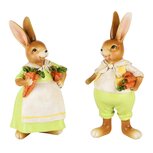 Dekoratief | Bunny staand m/wortelen, resina, 10x8x20cm, set van 2 stuks | A250433 Dekoratief | Bunny staand m/wortelen, resina, 10x8x20cm, set van 2 stuks | A250433