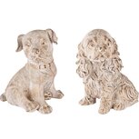 Dekoratief | Tuindeco hond, grijs, cement, 20x17x22cm, set van 2 stuks | A250466 Dekoratief | Tuindeco hond, grijs, cement, 20x17x22cm, set van 2 stuks | A250466