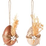 Dekoratief | Hanger eitje m/gedroogde bloemen, hout, 5x5x16cm, set van 2 stuks | A250480 Dekoratief | Hanger eitje m/gedroogde bloemen, hout, 5x5x16cm, set van 2 stuks | A250480