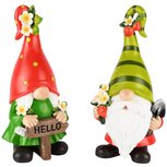 Dekoratief | Gnoom aardbei, groen/rood, resina, 12x10x28cm, set van 2 stuks | A250552 Dekoratief | Gnoom aardbei, groen/rood, resina, 12x10x28cm, set van 2 stuks | A250552