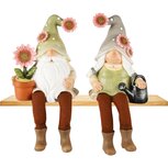 Dekoratief | Gnoom m/hangbeentjes m/bloem, resina, 10x8x12cm, set van 2 stuks | A250561 Dekoratief | Gnoom m/hangbeentjes m/bloem, resina, 10x8x12cm, set van 2 stuks | A250561