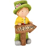 Dekoratief | Jongen staand 'Welcome', geel/groen, magnesium, 25x19x47cm | A250771 Dekoratief | Jongen staand 'Welcome', geel/groen, magnesium, 25x19x47cm | A250771