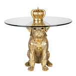 Clayre & Eef | Bijzettafel Hond Goudkleurig ø 55x55 cm | 50785 Clayre & Eef | Bijzettafel Hond Goudkleurig ø 55x55 cm | 50785