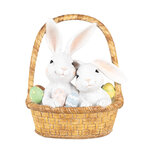 Clayre & Eef | Decoratie Beeld Konijnen in mand Wit Bruin 17x13x20 cm | 6PR5219 Clayre & Eef | Decoratie Beeld Konijnen in mand Wit Bruin 17x13x20 cm | 6PR5219