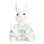 Clayre & Eef | Decoratie Beeld Konijn Wit Groen 11x10x16 cm | 6PR5460 Clayre & Eef | Decoratie Beeld Konijn Wit Groen 11x10x16 cm | 6PR5460
