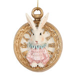 Clayre & Eef | Decoratie Hanger Konijn Wit Goudkleurig 6x3x7 cm | 6PR5714 Clayre & Eef | Decoratie Hanger Konijn Wit Goudkleurig 6x3x7 cm | 6PR5714