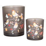 Clayre & Eef | Waxinelichthouder (2) Grijs Oranje ø 7x8 / 10x13 cm | 6GL4954 Clayre & Eef | Waxinelichthouder (2) Grijs Oranje ø 7x8 / 10x13 cm | 6GL4954