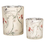 Clayre & Eef | Waxinelichthouder (2) Beige Groen ø 7x8 / 10x13 cm | 6GL4978 Clayre & Eef | Waxinelichthouder (2) Beige Groen ø 7x8 / 10x13 cm | 6GL4978