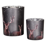 Clayre & Eef | Waxinelichthouder (2) Grijs Bruin ø 7x8 / 10x13 cm | 6GL4980 Clayre & Eef | Waxinelichthouder (2) Grijs Bruin ø 7x8 / 10x13 cm | 6GL4980