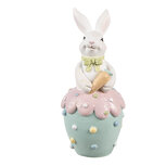 Clayre & Eef | Decoratie Beeld Konijn Wit Groen ø 7x16 cm | 6PR5173 Clayre & Eef | Decoratie Beeld Konijn Wit Groen ø 7x16 cm | 6PR5173