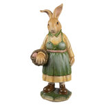 Clayre & Eef | Decoratie Beeld Konijn Bruin Groen 9x7x20 cm | 6PR5187 Clayre & Eef | Decoratie Beeld Konijn Bruin Groen 9x7x20 cm | 6PR5187