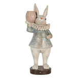 Clayre & Eef | Decoratie Beeld Konijn Beige Blauw 11x10x28 cm | 6PR5479 Clayre & Eef | Decoratie Beeld Konijn Beige Blauw 11x10x28 cm | 6PR5479