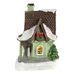 Clayre & Eef | Decoratie Huisje met LED Groen Bruin 5x5x8 cm | 6PR5740 Clayre & Eef | Decoratie Huisje met LED Groen Bruin 5x5x8 cm | 6PR5740