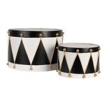 Clayre & Eef | Decoratie Trommel Wit zwart (set 2) ø 40x25 / ø 26x17 cm | 6Y5806 Clayre & Eef | Decoratie Trommel Wit zwart (set 2) ø 40x25 / ø 26x17 cm | 6Y5806