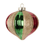 Clayre & Eef | Kerstbal Groen Rood ø 10x10 cm | 6GL5117 Clayre & Eef | Kerstbal Groen Rood ø 10x10 cm | 6GL5117