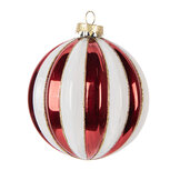 Clayre & Eef | Kerstbal Rood Wit ø 10x11 cm | 6GL5118 Clayre & Eef | Kerstbal Rood Wit ø 10x11 cm | 6GL5118