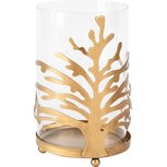 Dekoratief | Theelichthouder m/boom, goud/transparant, metaal/glas, 11x11x16cm | A255091 Dekoratief | Theelichthouder m/boom, goud/transparant, metaal/glas, 11x11x16cm | A255091