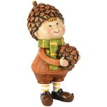 Dekoratief | Herfstkindje staand m/dennenappel, bruin/groen, resina, 7x7x15cm | A255266 Dekoratief | Herfstkindje staand m/dennenappel, bruin/groen, resina, 7x7x15cm | A255266