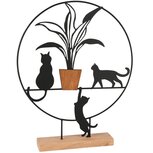 Dekoratief | Deco ring m/poezen, naturel/zwart, hout/metaal, 28x5x35cm | A255470 Dekoratief | Deco ring m/poezen, naturel/zwart, hout/metaal, 28x5x35cm | A255470