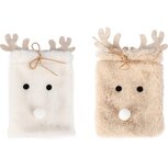Dekoratief | Zakje 'Reindeer', beige/wit, stof, 15x21cm, set van 2 stuks | A255521 Dekoratief | Zakje 'Reindeer', beige/wit, stof, 15x21cm, set van 2 stuks | A255521