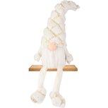 Dekoratief | Pop gnoom m/hangbeentjes, wit, stof, 13x8x41cm | A255524 Dekoratief | Pop gnoom m/hangbeentjes, wit, stof, 13x8x41cm | A255524