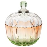 Dekoratief | Bonbonni?re, oranje/groen, glas, 9x9x10cm | A255539 Dekoratief | Bonbonni?re, oranje/groen, glas, 9x9x10cm | A255539