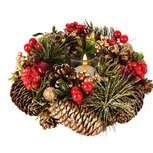 Dekoratief | Tafelstukje m/bessen/dennenappels, goud/rood/groen, 20x20x7cm | A255597 Dekoratief | Tafelstukje m/bessen/dennenappels, goud/rood/groen, 20x20x7cm | A255597