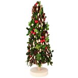 Dekoratief | Kegel vorm op voet m/hout/besjes, rood/groen/naturel, 13x38cm | A255599 Dekoratief | Kegel vorm op voet m/hout/besjes, rood/groen/naturel, 13x38cm | A255599