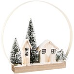 Dekoratief | Deco huisjes m/bomen in boog, naturel, hout, LED, 30x5x29cm | A255640 Dekoratief | Deco huisjes m/bomen in boog, naturel, hout, LED, 30x5x29cm | A255640
