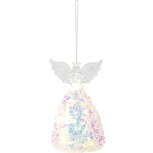 Dekoratief | Hanger engeltje m/pailletten, glas, LED, 8x8x12cm | A255658 Dekoratief | Hanger engeltje m/pailletten, glas, LED, 8x8x12cm | A255658