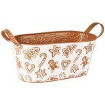 Dekoratief | Bakje ovaal 'Christmas Sweets', wit/bruin, metaal, 30x15x11cm | A255906 Dekoratief | Bakje ovaal 'Christmas Sweets', wit/bruin, metaal, 30x15x11cm | A255906