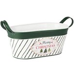 Dekoratief | Bakje ovaal 'Merry Christmas', wit/groen, metaal, 30x15x11cm | A255909 Dekoratief | Bakje ovaal 'Merry Christmas', wit/groen, metaal, 30x15x11cm | A255909