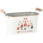 Dekoratief | Bakje ovaal 'Merry Christmas', wit/rood, metaal, 27x12x15cm | A255912 Dekoratief | Bakje ovaal 'Merry Christmas', wit/rood, metaal, 27x12x15cm | A255912