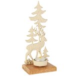 Dekoratief | Theelichthouder hert m/bomen, cr?me, aluminium/hout, 10x8x23cm | A258137 Dekoratief | Theelichthouder hert m/bomen, cr?me, aluminium/hout, 10x8x23cm | A258137