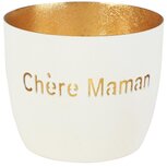 Dekoratief | Theelichthouder 'Ch?re Maman', wit/goud, metaal, 10x10x9cm | A258147 Dekoratief | Theelichthouder 'Ch?re Maman', wit/goud, metaal, 10x10x9cm | A258147
