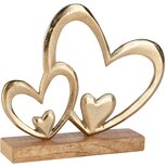 Dekoratief | Deco harten op voet, goud, hout/metaal, 22x5x20cm | A258230 Dekoratief | Deco harten op voet, goud, hout/metaal, 22x5x20cm | A258230