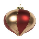 Clayre & Eef | Kerstbal Goudkleurig Rood ø 10x10 cm | 6GL5245 Clayre & Eef | Kerstbal Goudkleurig Rood ø 10x10 cm | 6GL5245