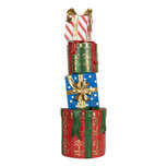 Clayre & Eef | Decoratie van opgestapelde Cadeautjes Rood Groen 23x22x71 cm | 5PR0191 Clayre & Eef | Decoratie van opgestapelde Cadeautjes Rood Groen 23x22x71 cm | 5PR0191
