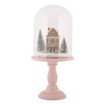 Clayre & Eef | Glazen Stolp met decoratie LED Roze ø 17x36 cm / 2xAAA | 6GL5189 Clayre & Eef | Glazen Stolp met decoratie LED Roze ø 17x36 cm / 2xAAA | 6GL5189