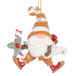Clayre & Eef | Decoratie hanger kerstman Oranje Wit 8x4x10 cm | 6PR5302 Clayre & Eef | Decoratie hanger kerstman Oranje Wit 8x4x10 cm | 6PR5302