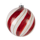 Clayre & Eef | Kerstbal Rood Wit ø 15x15 cm | 6GL5139 Clayre & Eef | Kerstbal Rood Wit ø 15x15 cm | 6GL5139