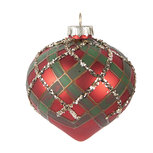 Clayre & Eef | Kerstbal Rood Groen ø 8x8 cm | 6GL5172 Clayre & Eef | Kerstbal Rood Groen ø 8x8 cm | 6GL5172