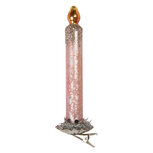 Clayre & Eef | Knijper kerstornament kaars Roze Zilverkleurig ø 4x14 cm | 6GL5253 Clayre & Eef | Knijper kerstornament kaars Roze Zilverkleurig ø 4x14 cm | 6GL5253