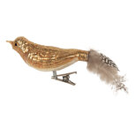 Clayre & Eef | Knijper kerstornament Vogel Bruin Goudkleurig 9x3x4 cm | 6GL5292 Clayre & Eef | Knijper kerstornament Vogel Bruin Goudkleurig 9x3x4 cm | 6GL5292